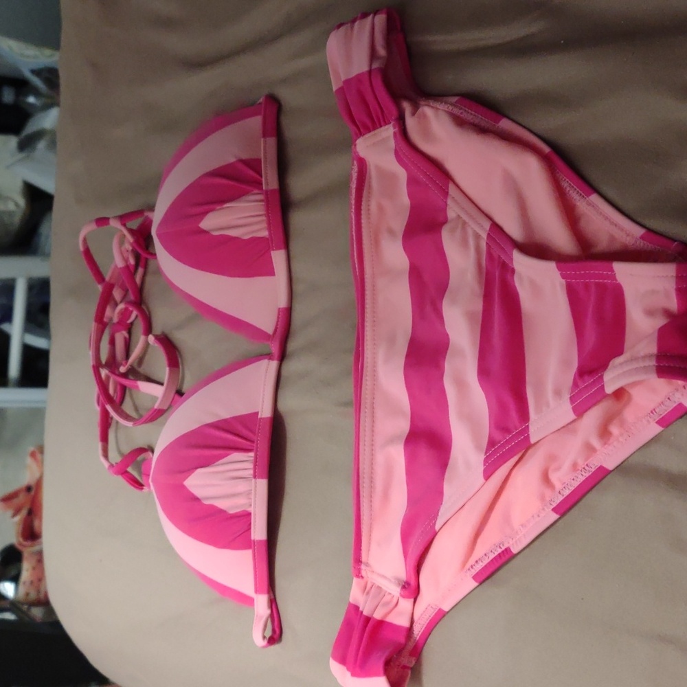 Adore Me size S coral and pink two piece swimsuit, never worn